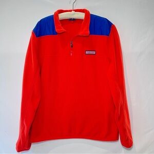 Men’s Vineyard Vines Fleece 1/4 Zip Pullover -Large- Orange-Coral /Navy